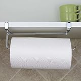 Paper Towel Hanger Holder, SYIDINZN Stainless Steel Kitchen Roll Paper Towel Holder Tissue Hanger Organizer Rack for Kitchen Under Cabinet Over Door (Paper towel holder-A)