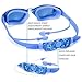 Swim Goggles + Swim Cap, Swimming Goggles No Leaking Anti Fog UV Protection Triathlon Swim Goggles with Free Protection Case + Nose Clip + Ear Plugs for Adult Men Women Girls Youth Kids Child (Blue)