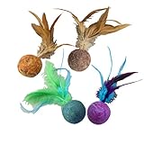 Ethical Pets Wool Ball with Feathers Wuggles Cat Toy, 5