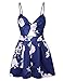 Women Sexy V Neck Printed Spaghetti Strap Beach Romper Shorts Jumpsuit Summer Playsuit, Light Blue 2, Small