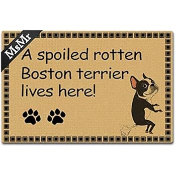 Msmr Door Mat Funny Entrance Floor Mat A Spoiled Rotten Boston Terrier Lives Here Doormat Home Decorative Indoor Ourdoor Doormat 30x18 Inch