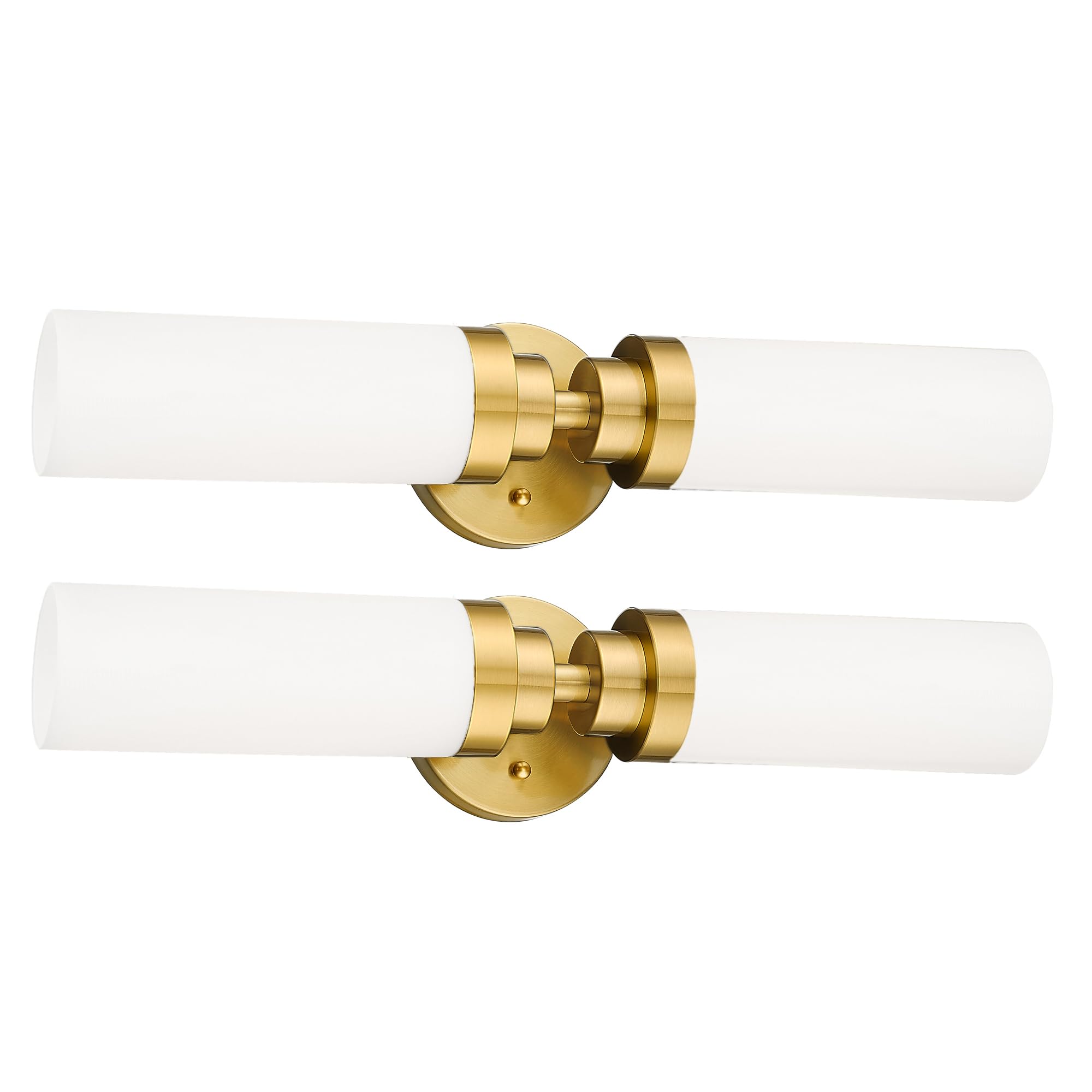 Photo 1 of Emak 2 Pack Brushed Gold Bathroom Light Fixtures, 2 Light Bathroom Vanity Light with Milk Glass Shade, 22 Inch Modern Wall Sconce for Bath, Mirror, VL085-BGD-ML-2-PK