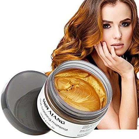 MOFAJANG Hair Coloring Dye Wax, Orange Gold Instant Hair Wax, Temporary Hairstyle Cream 4.23 oz, Hair Pomades, Natural Hairstyle Wax for Men and Women Party Cosplay