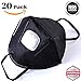 Disposable Dust Masks (20 Pack), Black NOISH Dustproof Masks with Exhalation Valve - Safety KN95 Particulate Respirators for Construction, Home, DIY Projects - Carbon Activated