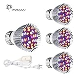 2 PACK LED Grow Lights Bulb, Pathonor 20W E27/E26 LED Grow Light Plant Lamp Bulb Garden Greenhouse Plant Seedling Light 166 Red 34 Blue for Garden Greenhouse and Hydroponic Aquatic