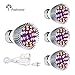 Grow Light Bulb, PATHONOR Pack of 4 Upgraded Full Spectrum 28W E27/ E26 LED Grow Light Bulbs with 1 Adapter Cable, Grow Plant Light Bulb for Hydroponics Greenhouse Organic Succulent Flowers Vegetable
