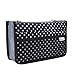 Periea Chelsy Purse Organizer Insert with Handles & 13 Pockets - 3 Sizes (Black with White Dots, Medium)