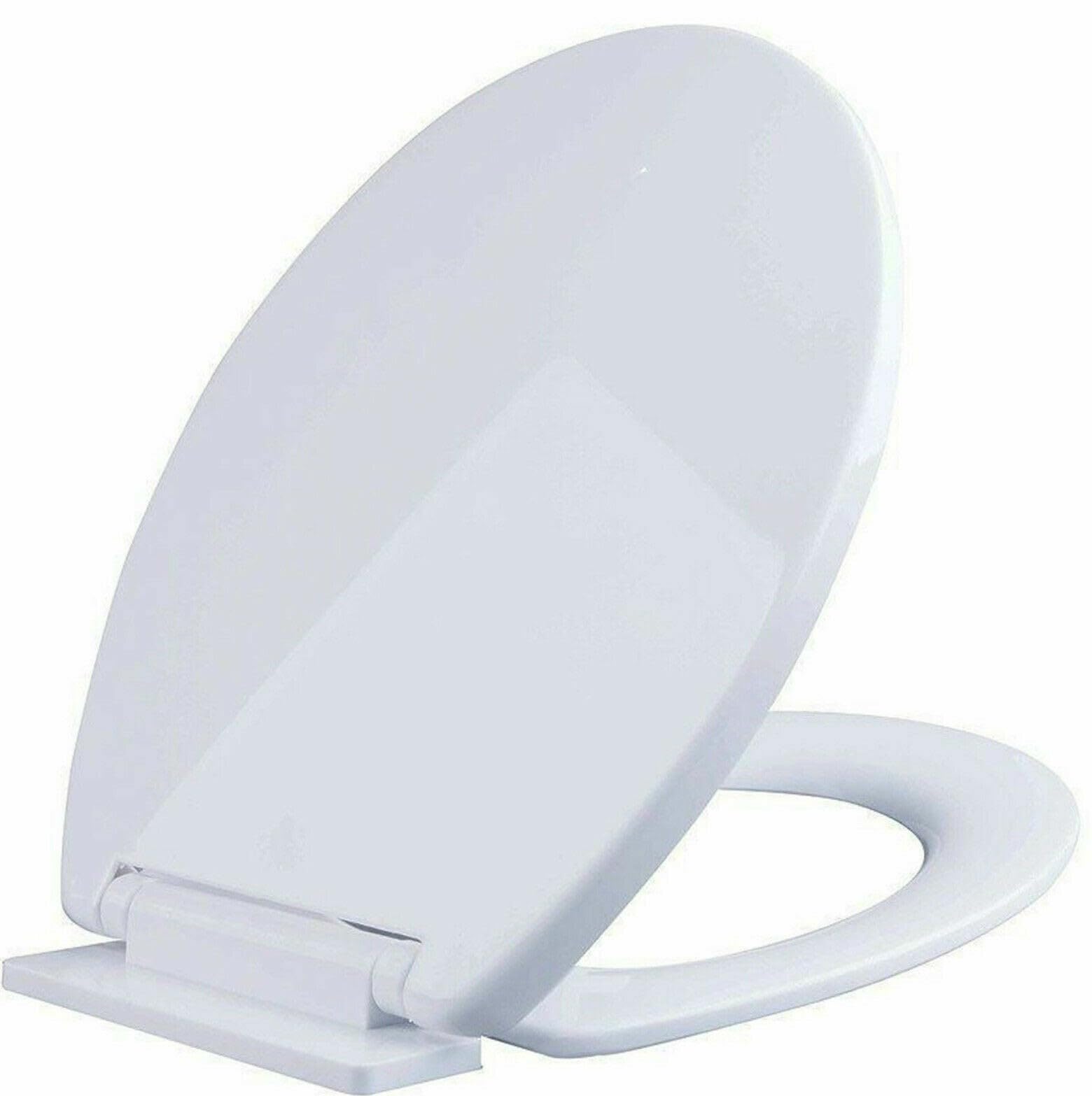 Soft Close Oval Toilet Seat Standard Size Loo Seat Easy Installation with Bottom Fixing and Adjustable Hinges Quick Release for Easy Cleaning White Plastic