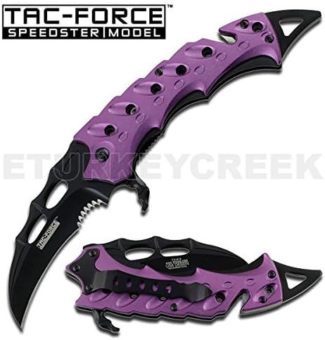 TF-813PE PURPLE KARAMBIT BsCDUk STYLE FD1tZCoB RESCUE FOLDER SPRING ASSISTED OPENING KNIFE plate sign metal ajieillw bnvmmfhryuiio90 hbnvbdherr56yuiiop ooru223bnvbcxza vnertyaz Tac-Force jzSRDQy Spring Assisted KnifeTactical &amp; Rescue Karambit Spring Assist Knife5.5" Closed LengthBlack Partially Serrated Stainless Steel BladePurple Karambit Style Rescue kL7gIjz HandleIncludes Glass Breaker, Belt Cutter &amp; Pocket Clip