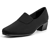 ACANER Women's Orthopedic Pumps Low Block Heel Square Toe Stretch Comfortable Dress Loafers Shoes for Bunions