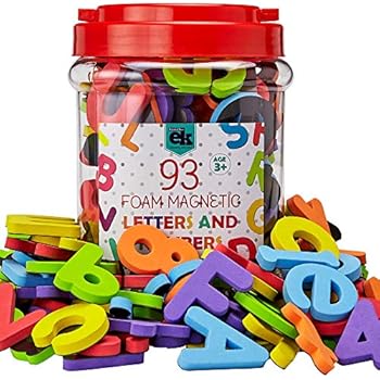 Magnetic Foam Letters and Numbers Premium Quality ABC, 93 Foam Alphabet Magnets | Educational Toy for Preschool Learning, Spelling, Counting in Canister