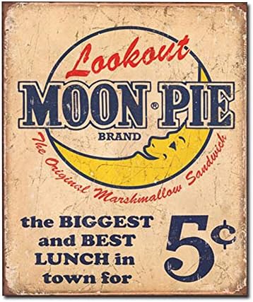 Moon Pie - Biggest Best Lunch in Town Nostalgic Retro Funny Vintage Tin Sign Metal Wall Décor Hanging Frame