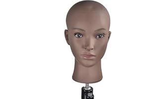 MIAOMANZI Bald Female Training Head Cosmetology Mannequin Head for Wigs Making and Display with Free clamp