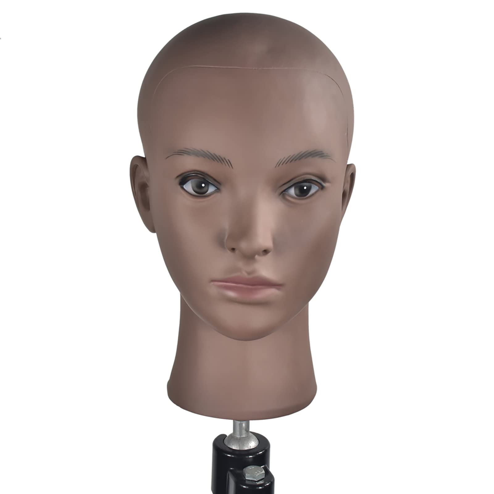 MIAOMANZI Bald Female Cometology Mannequin Head Training Head Doll Head for Wig Making and Display with Free Table Clamp