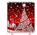 CHARMHOME Christmas Shower Curtain Custom Home Decor Christmas Tree Red Decoration Background Fabric Modern Shower Curtains European Style Bathroom Waterproof 66x72