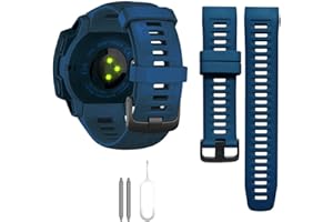 Threeeggs Replacement Band Compatible with Garmin Instinct, 22mm Smartwatch Accessory Wrist Soft Silicone Band Strap for Garmin Instinct 2 / Instinct Esports/Solar/Tide/Tactical