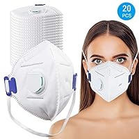 Disposable Dust Mask, N95 Particulate Respirator Masks with Breathing Valve (20 pack) - Anti-Dust,Air Pollution,Smoke,Safety Face Mask for Construction,DIY,Home,Outdoor Use