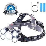 Headlamp 12000 Lumen Ultra Bright CREE LED Work Headlight micro-USB Rechargeable, 4 Modes Waterproof Head Lamp Best Headlamps for Camping Hiking Hunting Outdoors