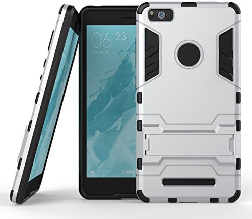 For cellphone Cases, Armour Tough Style Hybrid Dual Layer Armor Defender PC+TPU Protective Hard Cases with Stand [Shockproof Case] for Xiaomi 4 M4 Mi4 ( Color : Silver , Size : Xiaomi 4C )