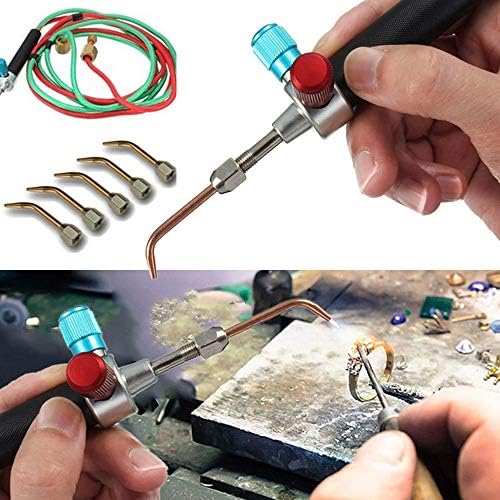 Cuiron Torch Jewelers Soldering Welding, Hoses Mini Gas Little Torch Welding Soldering Kit with 5 Tips Parts Repair