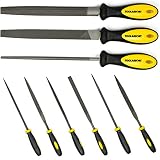 File Set for Shaping Metal, Wood, and Tools, Includes Small Needle Files, Steel Round Rasp, Half Round, and Flat for Superior Tool Finishing, High Carbon Steel with Comfortable Non Slip Grip