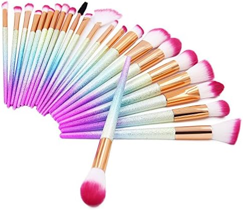 Green Beauty Mall Make Up Brushes 24 Pieces Professional Makeup Brush Set Foundation Powder Concealer Cosmetic Eyeshadow Brushes Kit with Rainbow Gradient Colors