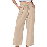 Linen Pants for Women Straight Leg Palazzo Gauze Pants Petitie Cotton High Waisted Causal Summer Beach Trousers