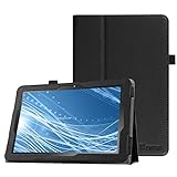 Fintie Case for Insignia Flex 10.1 Inch Tablet NS-P10A7100/NS-P10A8100, Slim Fit Premium Vegan Leather Folio Cover with Stylus Holder, Black