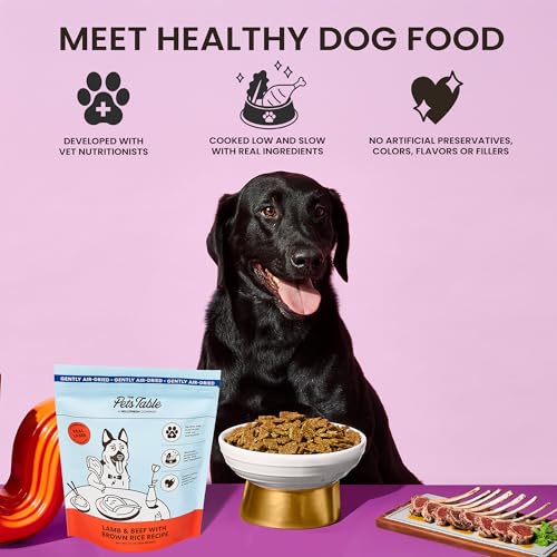 THE PETS TABLE LAMB & BEEF WITH BROWN RICE AIR DRIED DOG FOOD, 1LB / 16 OZ BAG