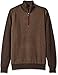 Tricot St. Raphael Men's Cotton Blended Herringbone Quarter Zip Sweeater with Faux Suede