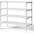 Kitsure Shoe Rack - Premium Non-Woven Shoe Rack Shelf, Shoe Organizer for Closet, Entryway, Garage & Corridor, Sturdy & Durable Long Stackable Shoe Shelves, X-Large, White