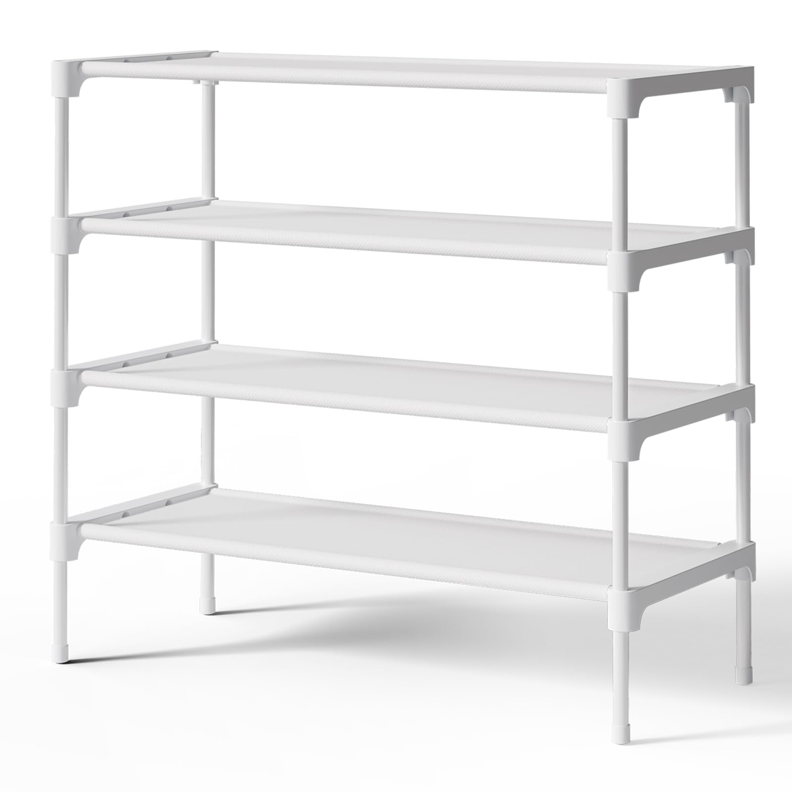 Photo 1 of Kitsure Shoe Rack - Non-Woven Shoe Rack Shelf, Shoe Organizer for Closet, Entryway, Garage & Corridor, Stackable Shoe Shelves, 27.5" Wide - 4 Tier, White