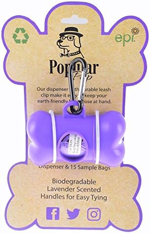 Popular Pup Dog Waste Bag Dispenser w/ 15 bags and Caribiner Clip