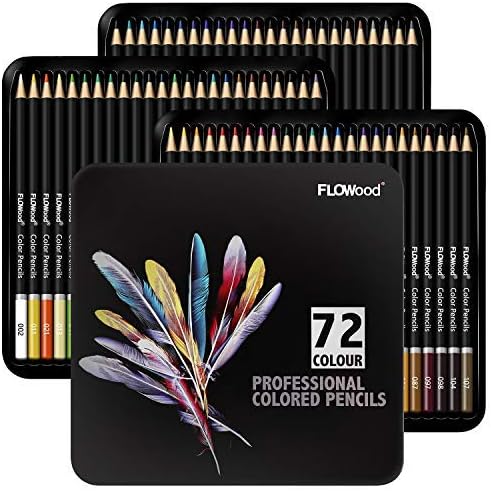 FLOWood Coloured Pencils Set of 72 Pieces for Primaries and Nature,Marine Theme-Soft Core Colouring Pencils,Vibrant Colored Pencils for Drawing,Sketching,Colouring Books and School Supplies