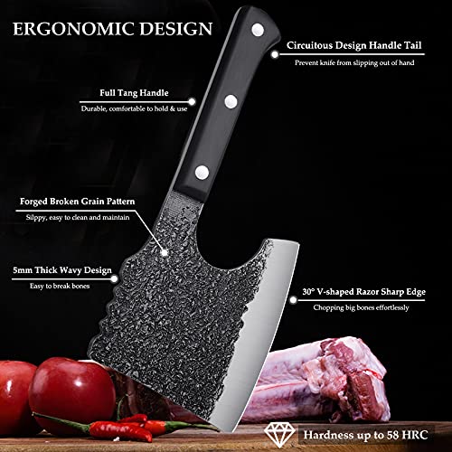 Meat Hatchet Bone Cleaver Cutting Knife Heavy Duty Bone Chopper Carbon