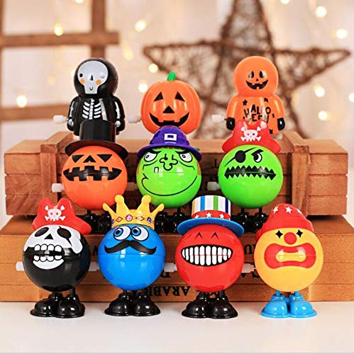 16 Pack/Lot Halloween Toys Funny Jumping Pumpkin King Witch Rotating Ghost Walking Skeleton Man Novelty Toys Wind Up Toys For Halloween Party Gift - Thumbnail 2