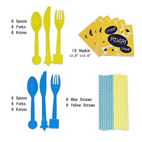 WERNNSAI Dinosaurier Geschirr Set - Partyzubehör für Jungs Kinder Geburtstag Baby Shower EnthältTischdecke Servietten… – Bild 5