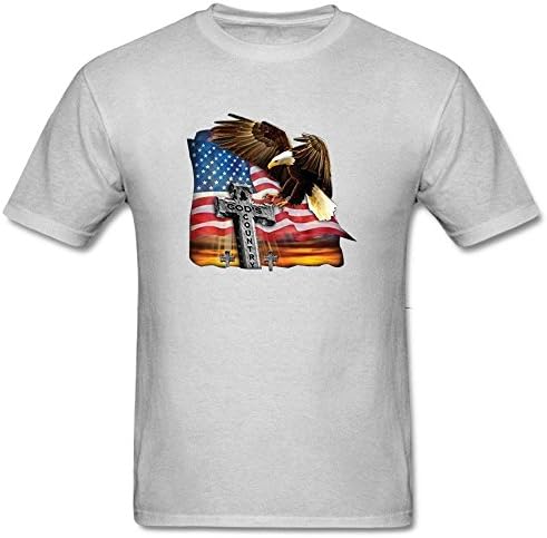 Changxingr Men's Feel The Power of God American Eagle and Flag Summer Printed O-Neck Casual Short Sleeve T Shirt XXXL Grey