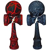 2 PACK - The Best Kendama For All Kinds Of Fun (full size) - 2-Pack - Awesome Colors: Red/Black Crackle and Blue/Black Crackle -Solid Wood - A Tool To Create Better Hand And Eye Coordination - KENDAMA TOY CO.