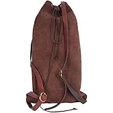 Medieval Backpack Viking Drawstring Leather Bag for SCA LARP Reenactment Ren Fair Satchel (Dark Brown)
