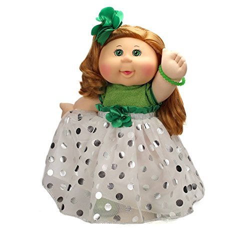 2017 Holiday Edition Cabbage Patch Doll Strawberry Blonde, White and Green Dress