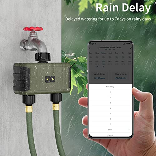 WiFi Sprinkler Timer 2 Zone, Diivoo Smart Water Timer for Garden Hose