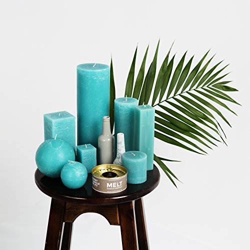 Turquoise/Teal Unscented Pillar Candles 3 x 6 Inch Set of 3 Fragrance-Free for Weddings, Decoration, Restaurant, Spa, Smokeless Cotton Wick