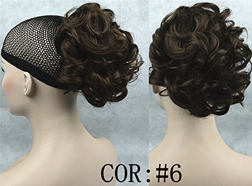 Lydell Short Ponytail Hair Extension Wavy Synthetic Hair-Piece with Jaw Claw (#6 Chestnut Brown)