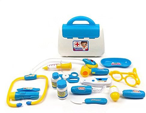 DINHAND Kids Basic Skills Development Doctor Pretend Play Kit Toys Sets with Lights and Sounds Emergency Medical Doctor Children Role Play Learning Educational Playset Toy Set
