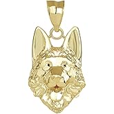 Claddagh Gold Dazzling German Shepherd Dog Head Charm Pendant