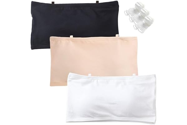 ABTRAV Teen Girls Strapless Bandeau Bra Seamless Underwear with 3 Invisible Strap Bralettes for Kids 10-18 Years