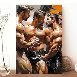 HMLZSJ Nude Muscle Male Torso Portrait Art Gay