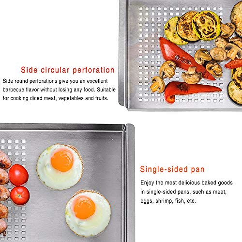 Stainless Steel Grill Pan, CMYK Non Stick Frying BBQ Grill Plate, Barbecue Grills Outdoor Cooking Accessories Rectangular, Grilling Gifts for Men