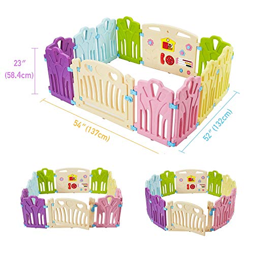 TCBunny Baby Playpen - 12 Panel Safety Play Yard - Kids Activity Center, Indoor and Outdoor (Multicolour, Classic Set 12 Panel) - Thumbnail 4